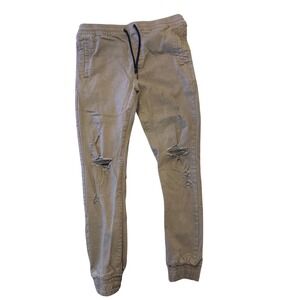 Saint Morta Men Distressed Joggers Tan Khaki Ripped Streetwear Pants XL